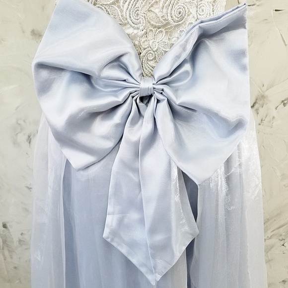 VINTAGE Blue & Silver Ball Prom Evening Party Gown - Picture 2 of 8